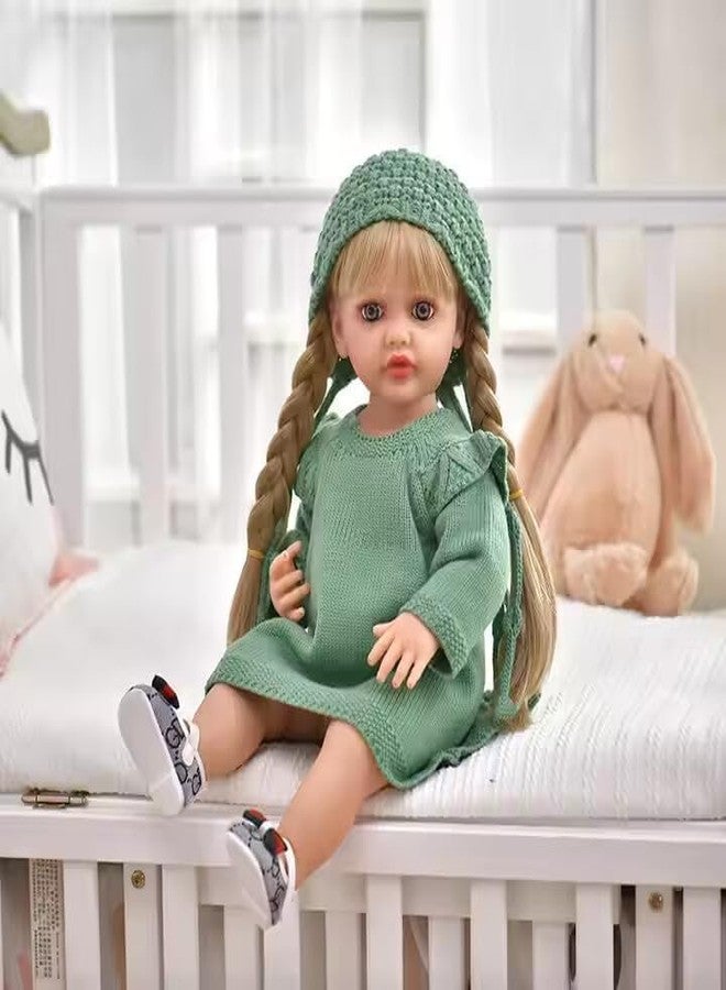 VIKINGS 22" Real Fashion Doll for Girls, Full Silicone Body Musical Reborn Baby Doll, Big Size Realistic Newborn Baby Doll with Cloth, Nipple Bottle for Age 3+ Kids Birthday Christmas (Multicolor) - Image 5